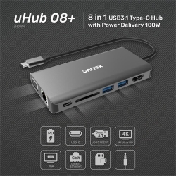 UNITEK HUB 8W1 USB3.1 TYP-C, PD 100W, D1019A-107452