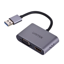 UNITEK ADAPTER USB-A - HDMI & VGA, FULLHD, M/F-496405