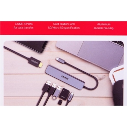 UNITEK HUB USB-C 7W1, HDMI 4K, PD 100W, 5GBPS, ALU-765434