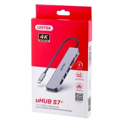 UNITEK HUB USB-C 7W1, HDMI 4K, PD 100W, 5GBPS, ALU-765440